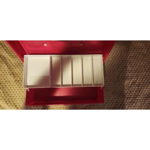 Plano 2000 Series Red Fishing Box 2 Tier Tackle Boite A Peche 1980s Vintage - Picture 3 of 10